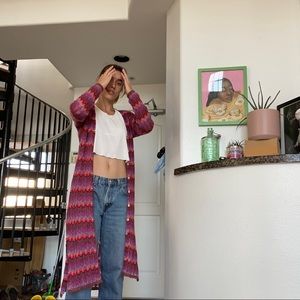 Wool Blend Pink and Purple Duster